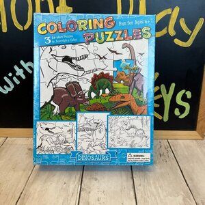 3 Coloring Puzzles: Dinosaurs 24, 24 and 24 pieces Brand: Cobble Hill New in Box
